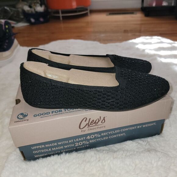 Skechers Cleo 2.0 Someday Flats Recycled Vegan Sparkle Knit Ballerina SlipOn 9.5 - Picture 14 of 15